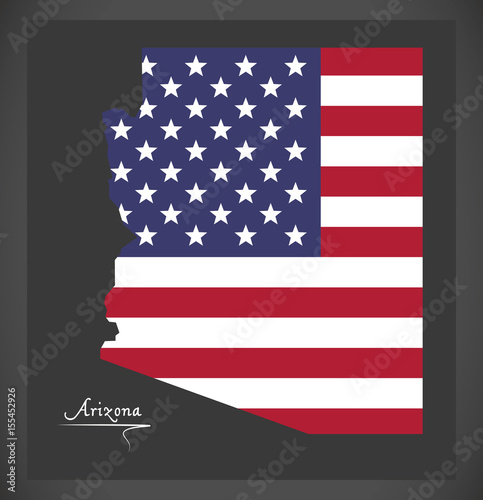 Arizona map with American national flag illustration