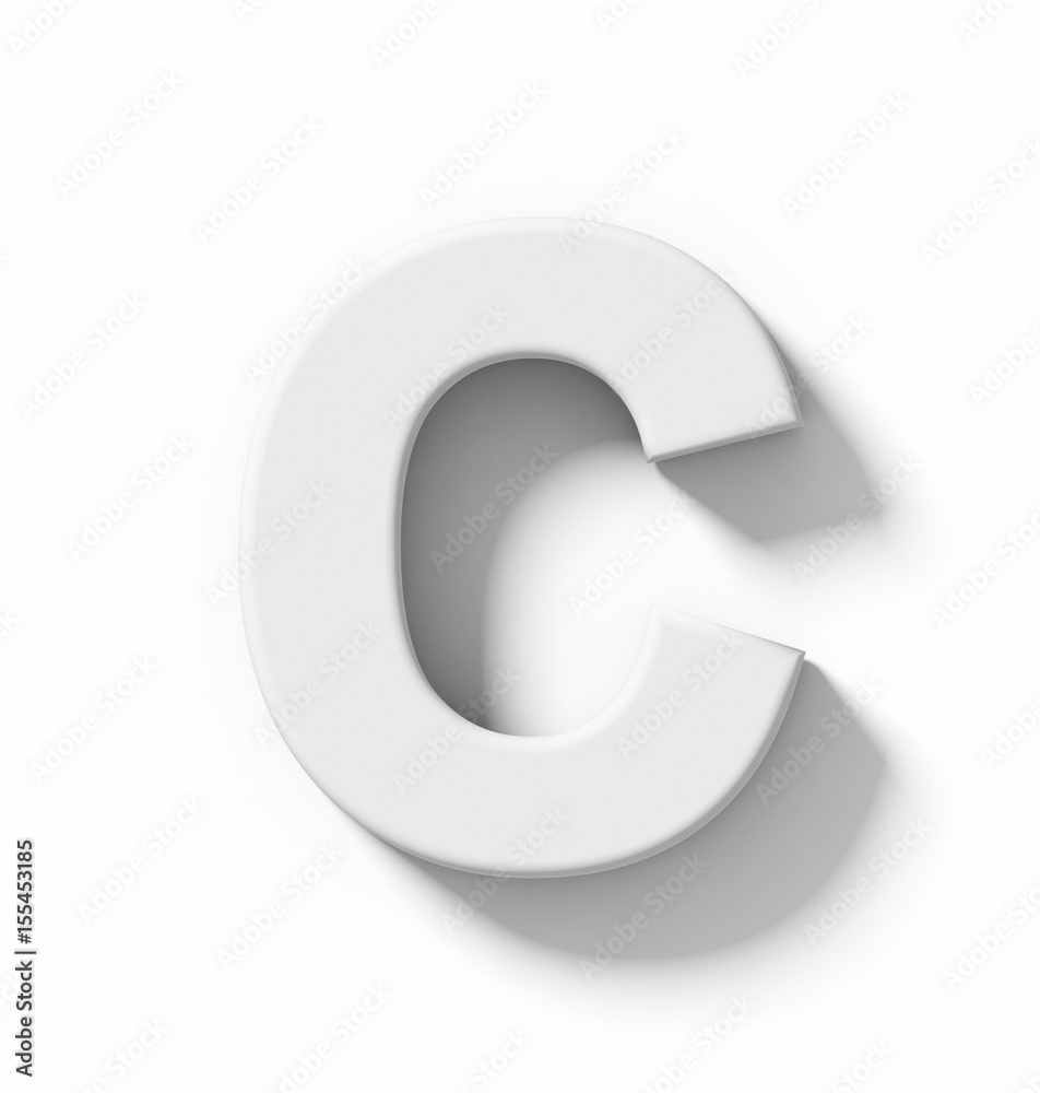 letter C 3D white isolated on white with shadow - orthogonal projection letter C 3D white isolated on white with shadow - orthogonal projection