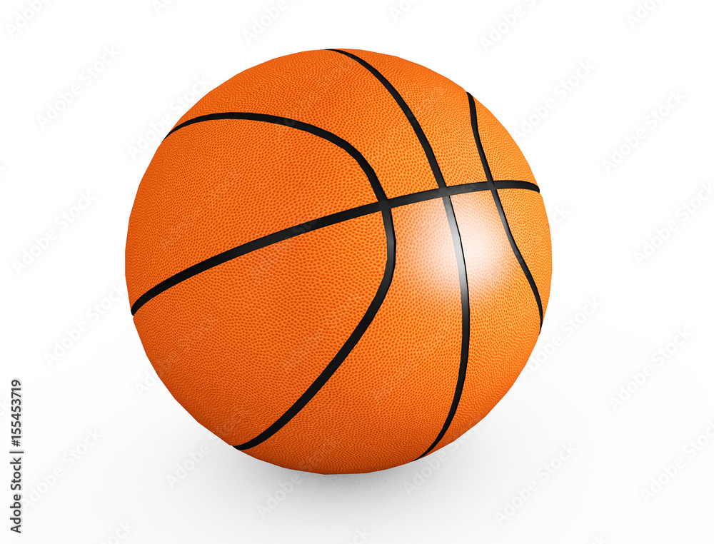 Basketball isolated on a white background as a sports and fitness symbol of a team leisure activity playing with a leather ball dribbling and passing in competition tournaments 3d render