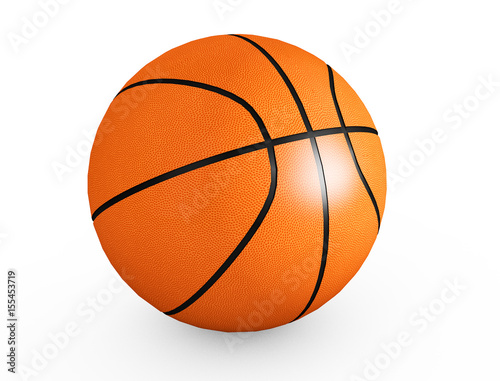 Basketball isolated on a white background as a sports and fitness symbol of a team leisure activity playing with a leather ball dribbling and passing in competition tournaments 3d render © vadarshop