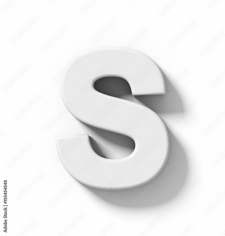 letter S 3D white isolated on white with shadow - orthogonal projection letter S 3D white isolated on white with shadow - orthogonal projection