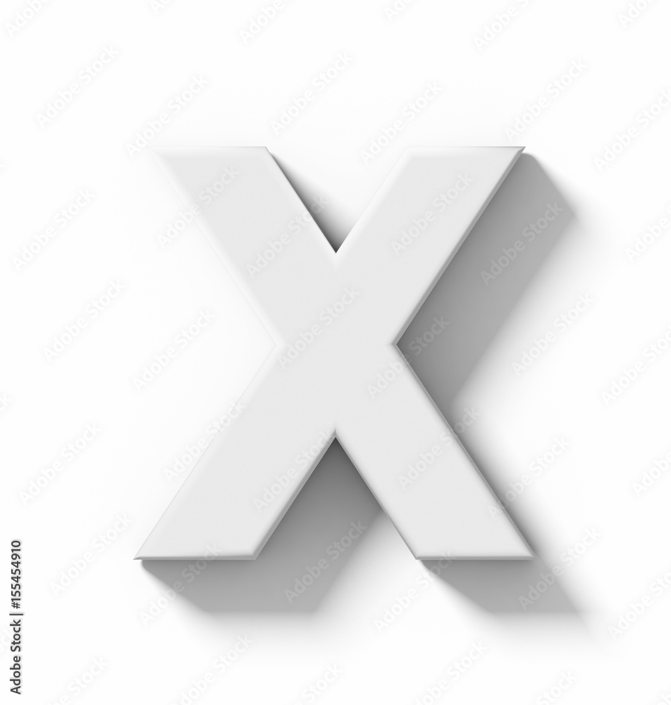 letter X 3D white isolated on white with shadow - orthogonal projection letter X 3D white isolated on white with shadow - orthogonal projection