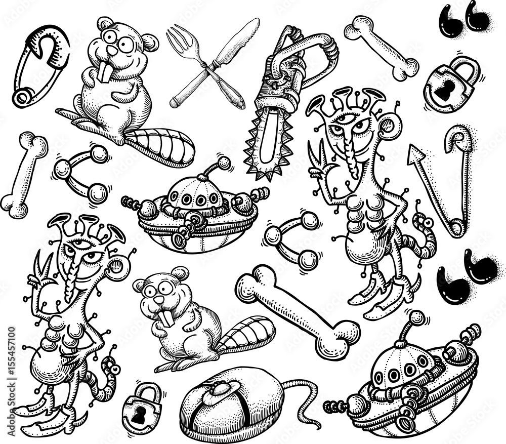 Obraz premium Cartoon characters seamless pattern. Pattern is included in file palette.