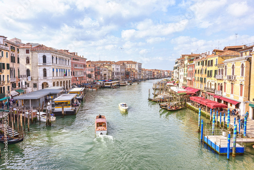 Boats at Grand Canal in Venice. Scenice Italian Lagoon