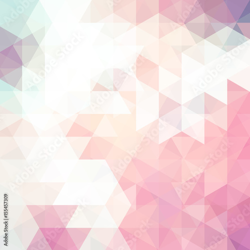 Abstract background consisting of pastel pink  white triangles. Geometric design for business presentations or web template banner flyer. Vector illustration