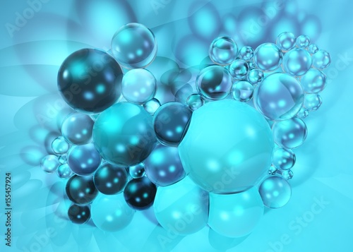 Beautiful abstract background, balls, soap bubbles, 3D rendering © ustas