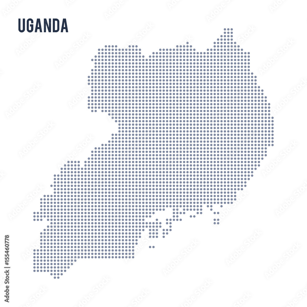 Vector dotted map of Uganda isolated on white background .