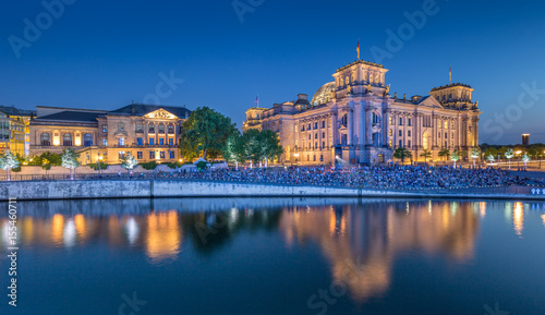 Berlin Reichstag with Spree river in twilight, central Berlin Mitte, Germany © JFL Photography