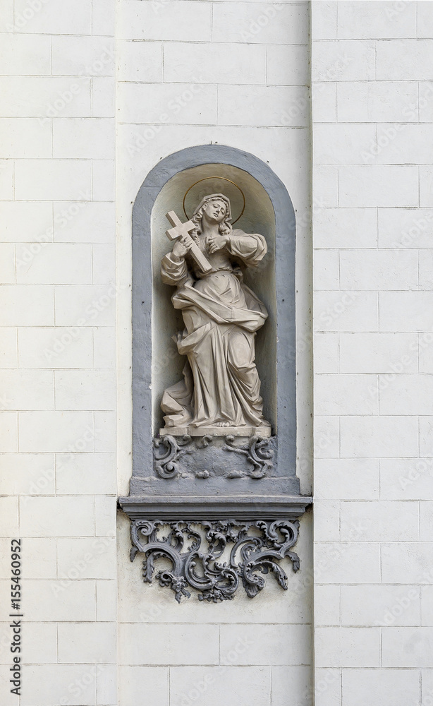 Medieval statue of saint in the church