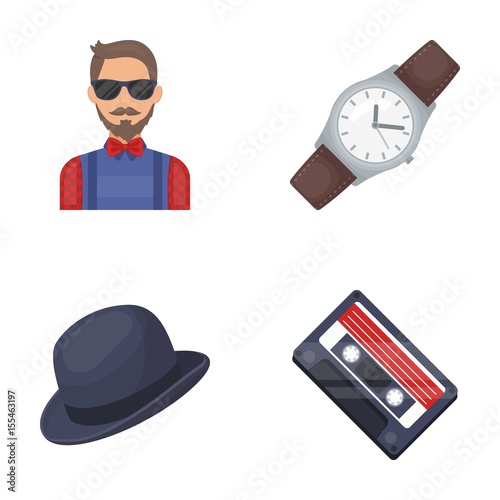 Hipster, fashion, style, subculture .Hipster style set collection icons in cartoon style vector symbol stock illustration web.