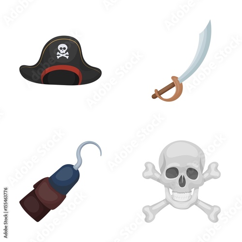 Pirate, bandit, cap, hook .Pirates set collection icons in cartoon style vector symbol stock illustration web.