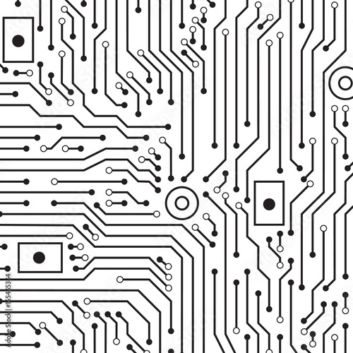 Circuit board black and white vector background