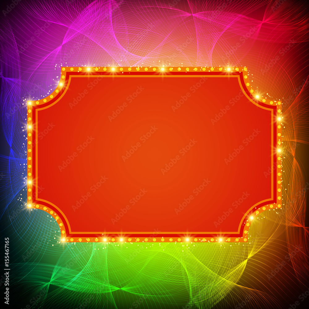 Shining waves background with retro casino light banner