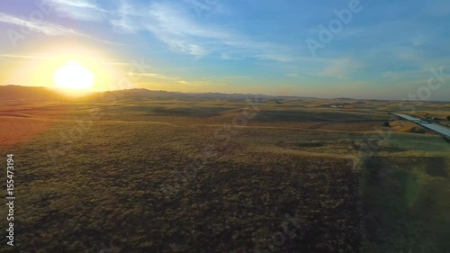 California Sunset Central Valley Farm Fields Rolling Hills