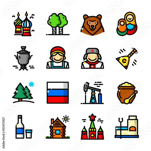 Thin line Russia icons set  vector illustration