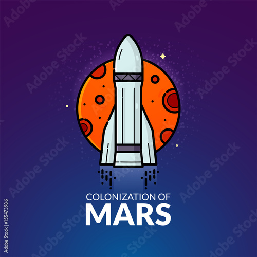 Colonization of Mars vector illustration