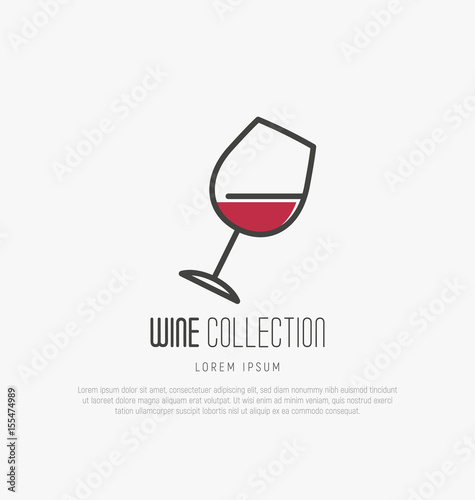Logotype of wine and wine making. Modern thin line icons, flat style design.