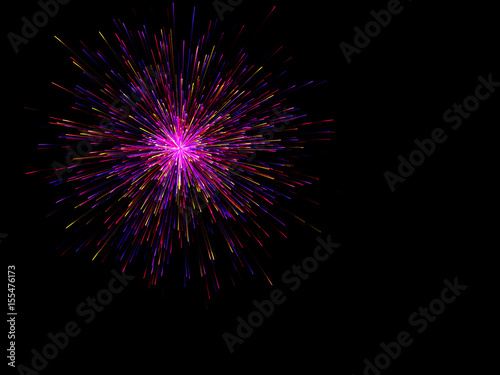 Firework on black background. Digital illustration.