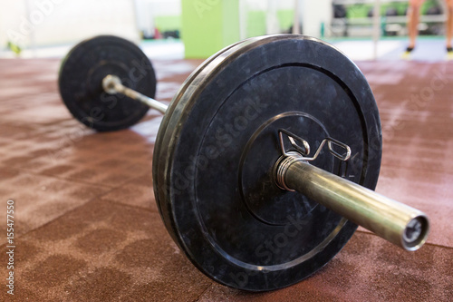 barbell on floor in gym