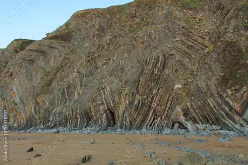 Stone formations in Barrika Beach (Biscay). Nature elements concept photo