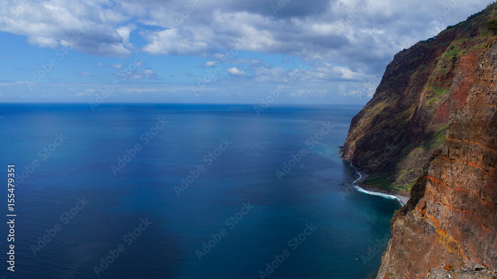 Madeira - Viewpoint at teleférico do rancho with abrupt cliffs to the ocean