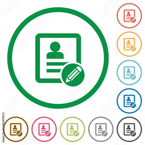 Edit contact flat icons with outlines