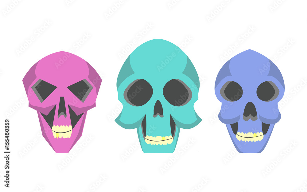 Collection cute cartoon skulls in various styles. Collection cute cartoon skulls in various styles.