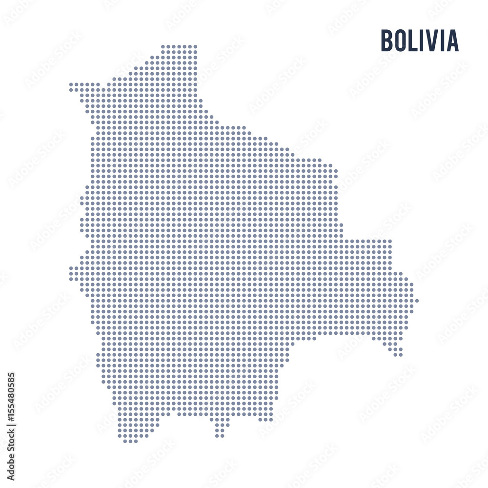 Vector dotted map of Bolivia isolated on white background .