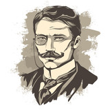 Sketch of a learned man with a mustache and a pince-nez