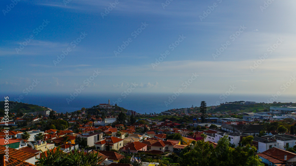 Madeira - View to church Sao Martinho in Funchal from Miradouro Pico de Boloces