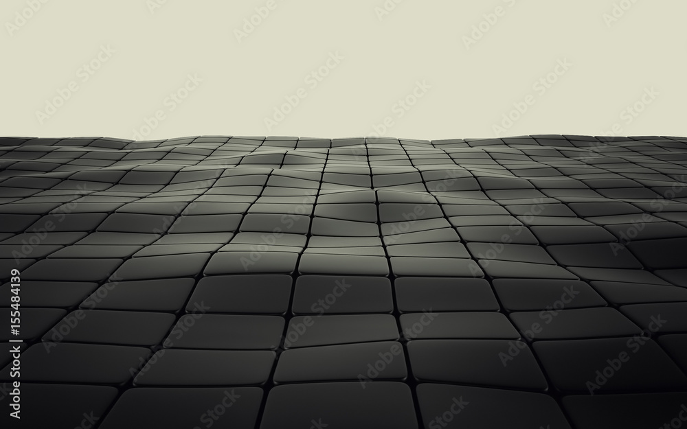 Abstract 3d black geometric background. Black texture with shadow. 3D render