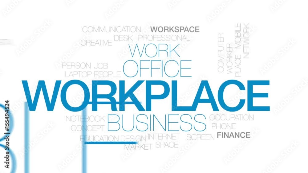 Workplace animated word cloud, text design animation. Kinetic typography. Workplace animated word cloud, text design animation. Kinetic typography.