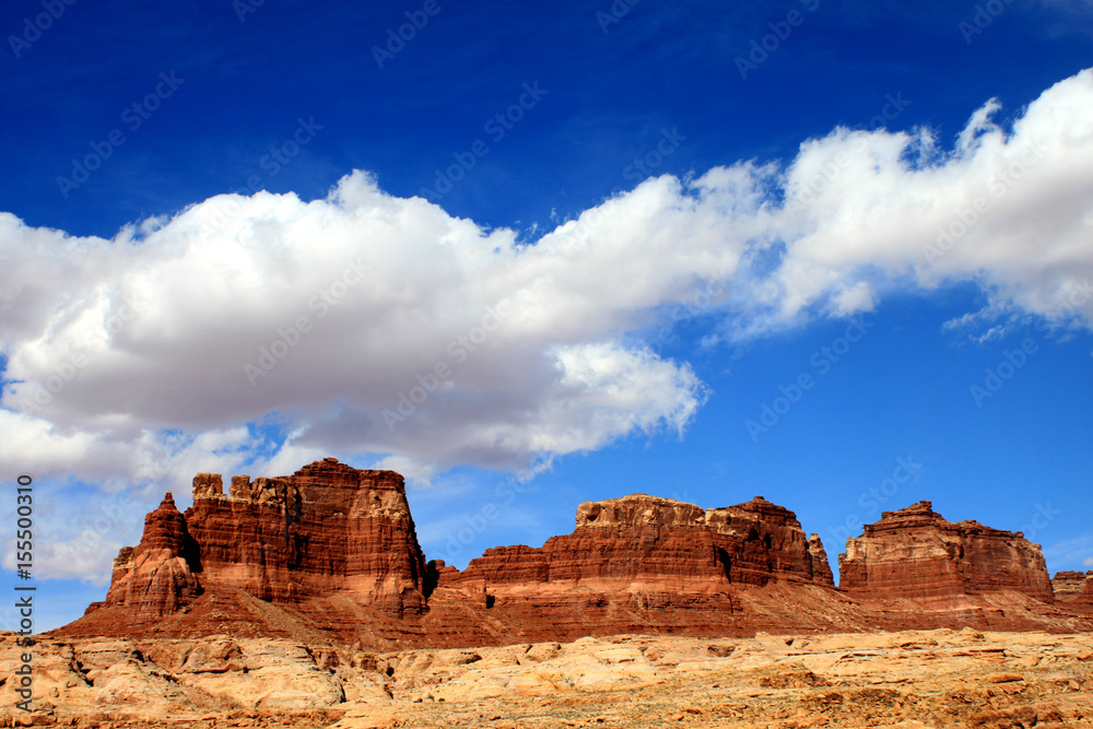 Red rock desert monuments