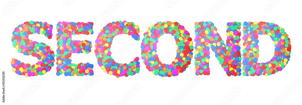 Second confetti type word. 3D rendering