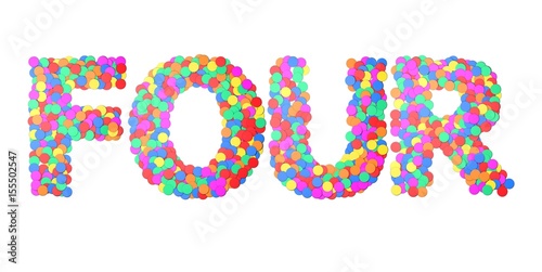 Four confetti type word. 3D rendering