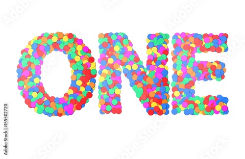 One confetti type word. 3D rendering