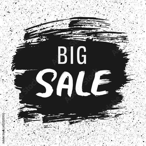 Big sale handmade lettering discount banner  vector illustration. Brush and ink technique.