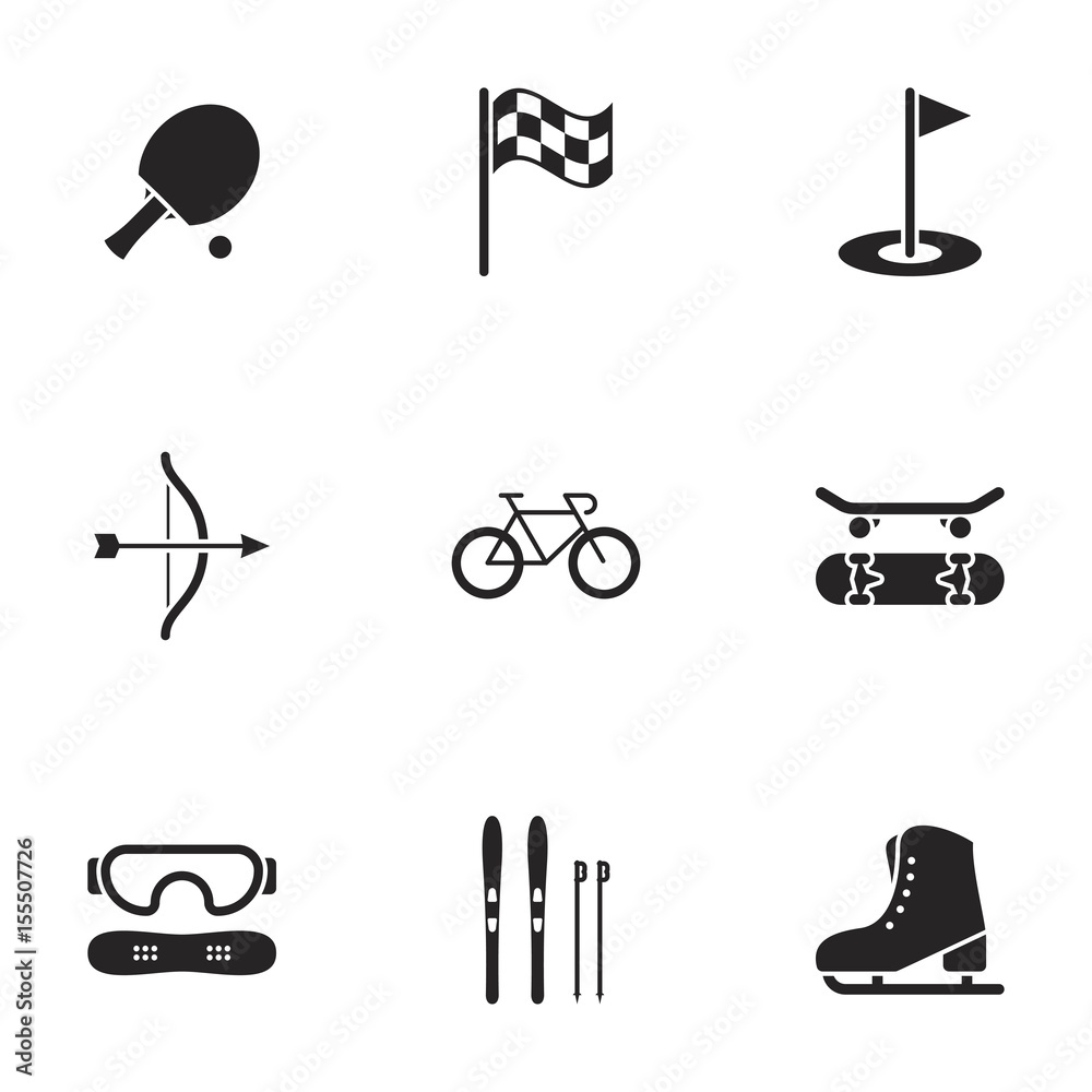 Icons for theme sport vector, icon, set. White background