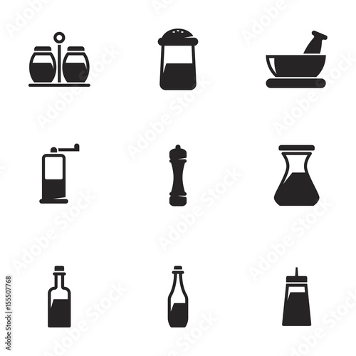 Vector illustration of icons on a theme of spices and sauce. White background
