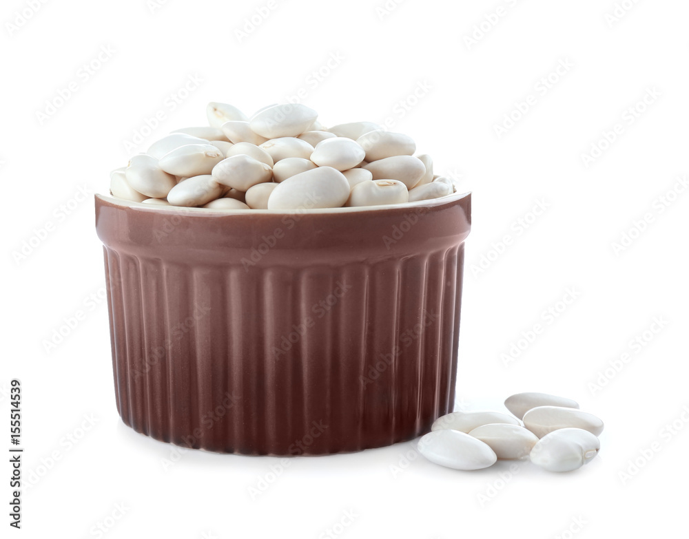 Bowl with butter beans on white background Bowl with butter beans on white background