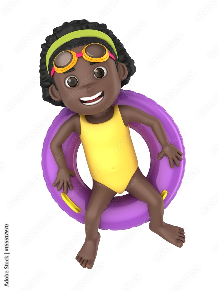 3d render of a kid wearing swimsuit and goggles relaxing on top of a floater 3d render of a kid wearing swimsuit and goggles relaxing on top of a floater