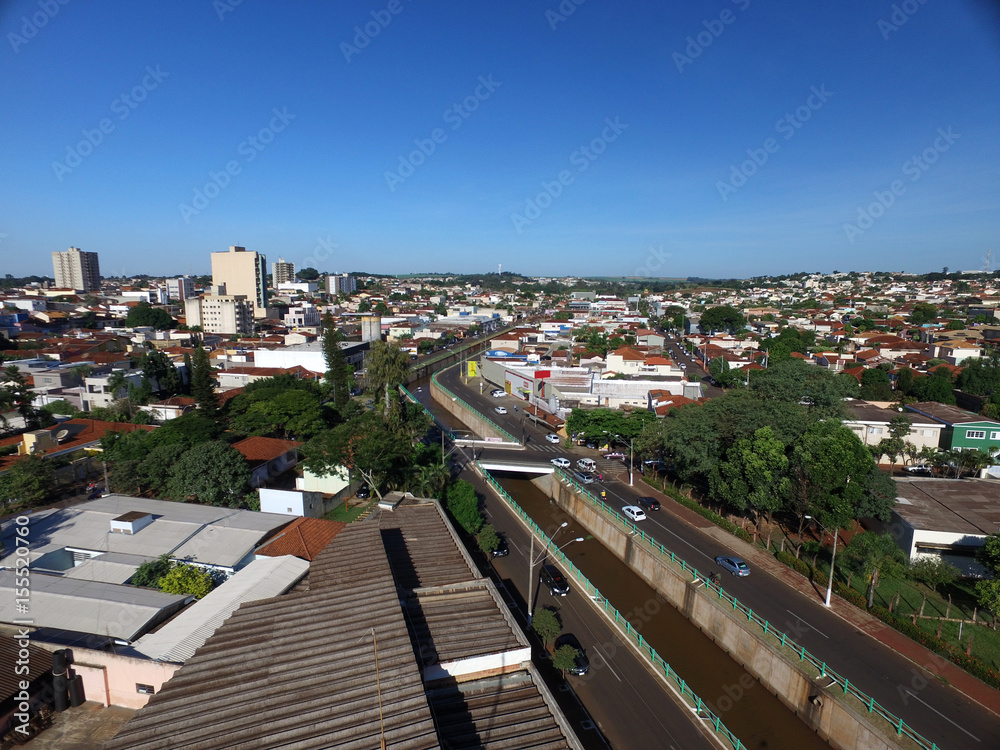 Aerial view in Sertaozinho city, Sao Paulo, Brazil