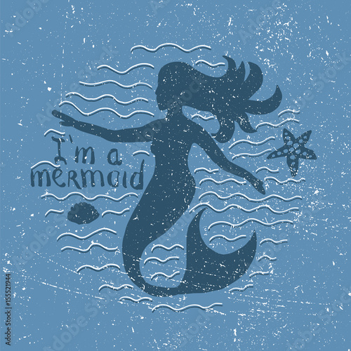 Принти на полотні mermaid hand drawn