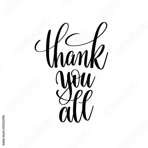 thank you all black and white hand written lettering