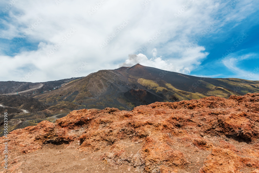 Panoramic view of Mount Etna volcano