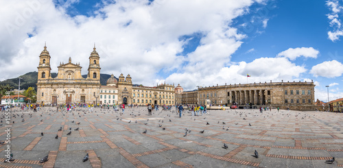 Panoramic view of Bolivar Square with Cathedral and Colombian National Capitol and Congress - Bogota, Colombia photo