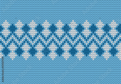 Seamless knitted pattern in blue tones