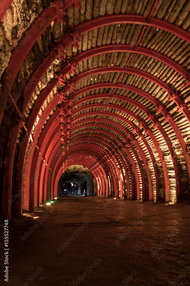 Obraz premium Entrance Tunnel of underground Salt Cathedral - Zipaquira, Colombia