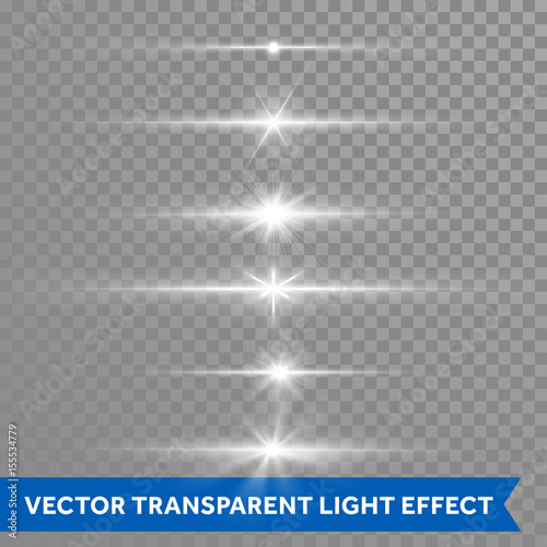 Light shine effect or starlight lens flare vector isolated icons transparent background photo