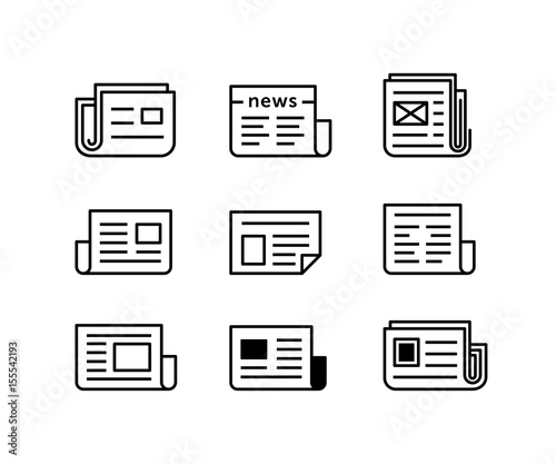 Newspaper icons. Icon set for news agency and online publish
